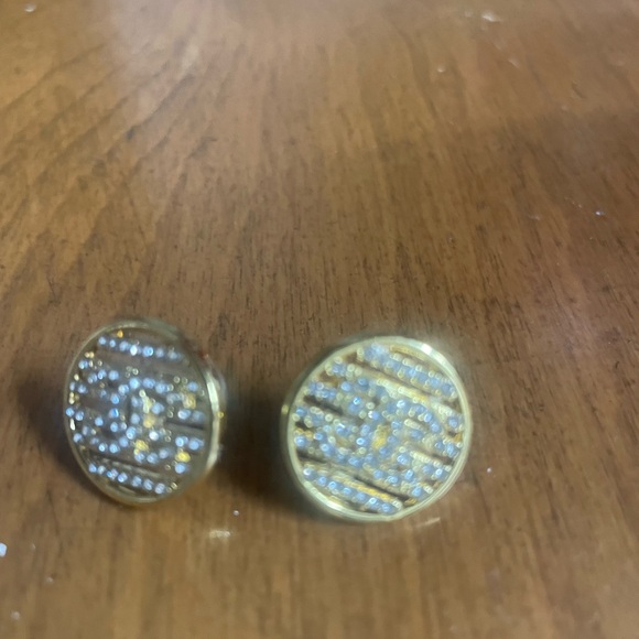 Upcycled Chanel buttons into pierced earrings. - Picture 3 of 7